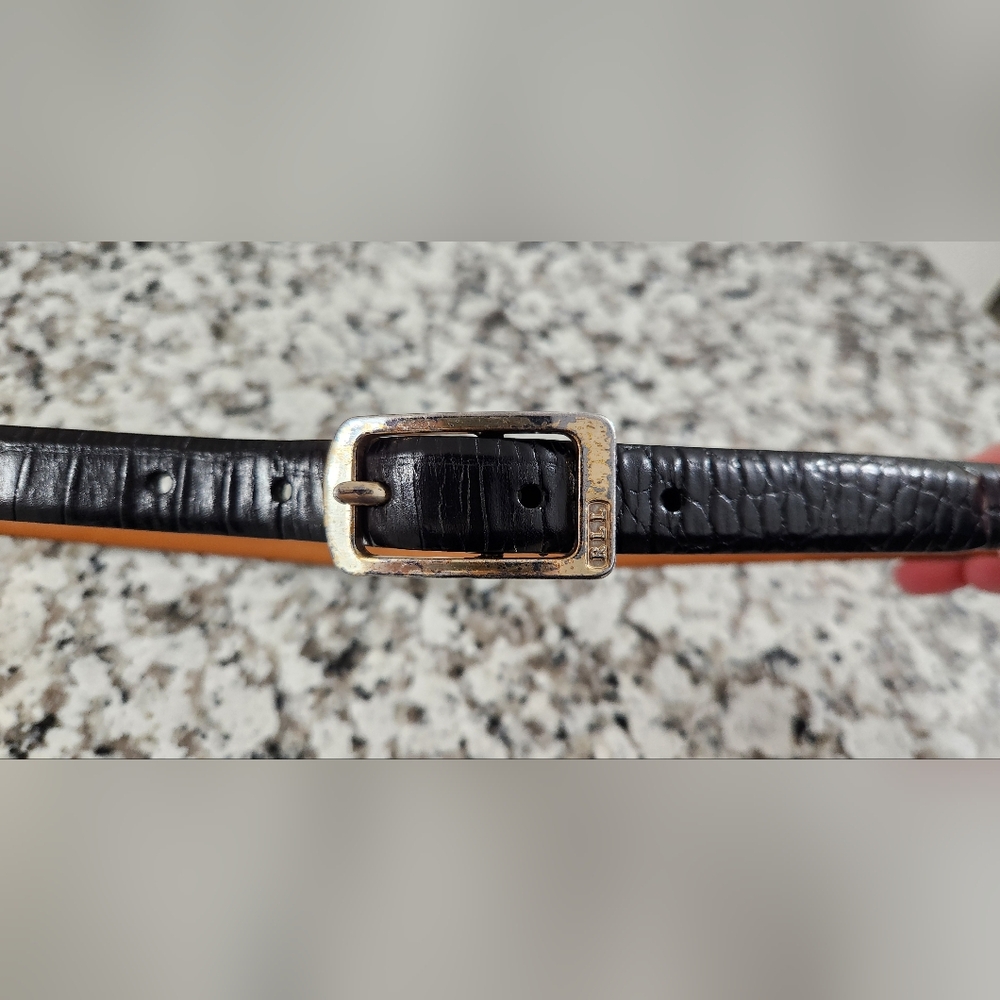 Lauren Ralph Lauren Black Croc-Embossed Belt